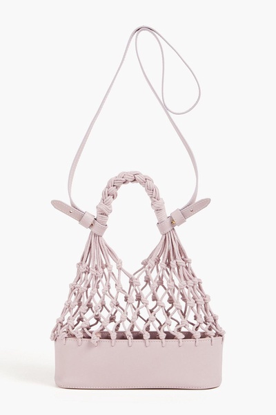 Macramé and leather tote