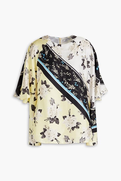 Averil ruffled floral-printed silk-twill blouse