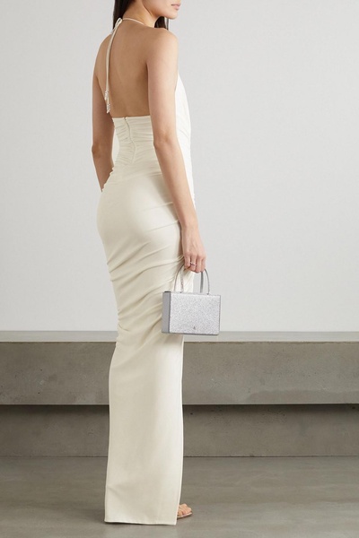 Ruched stretch-jersey halterneck gown