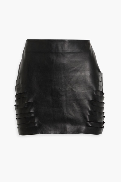 Sliced leather mini skirt