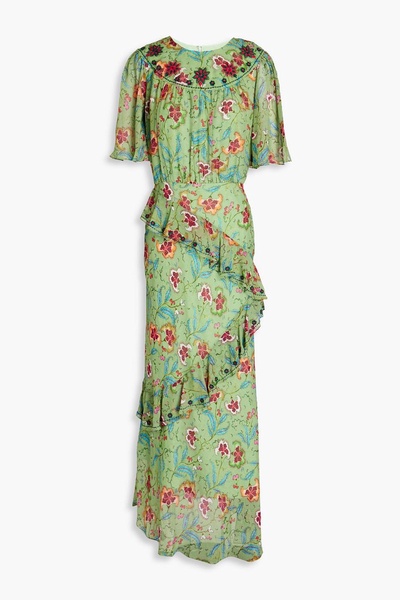 Vida ruffled printed silk-georgette maxi dress