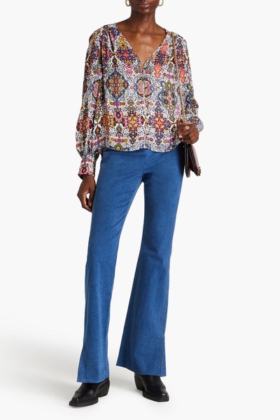 Sura printed crepe de chine blouse