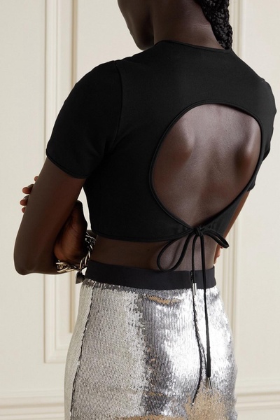 Cropped cutout jersey top