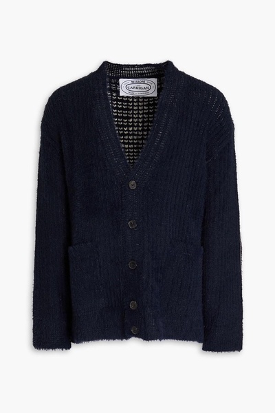 Brushed ribbed-knit cardigan