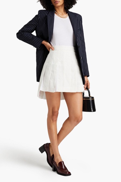 Pleated linen mini skirt