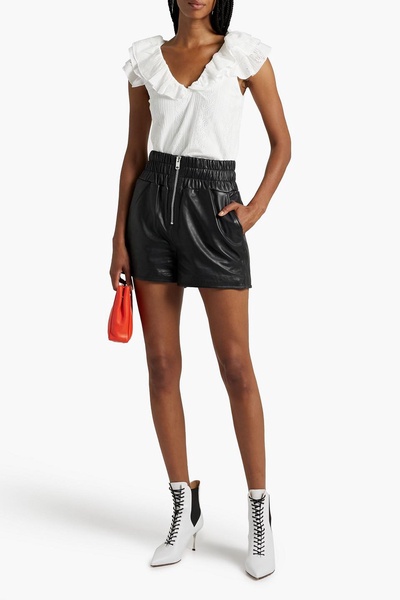 Dallas shirred leather shorts