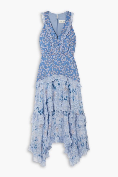 Jolie tiered floral-print silk-chiffon and crepon maxi dress