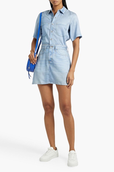 Freesia denim-effect print TENCEL™ mini shirt dress