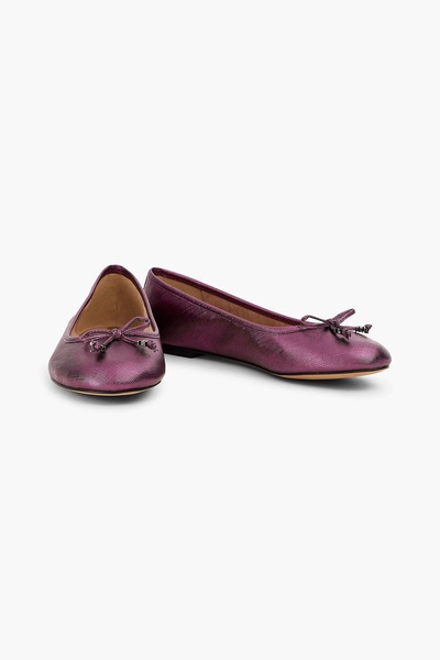 Felicia metallic faux textured-leather ballet flats