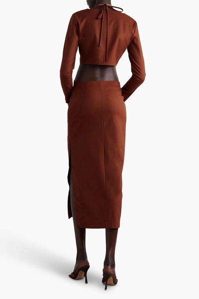 Cutout stretch-wool midi dress