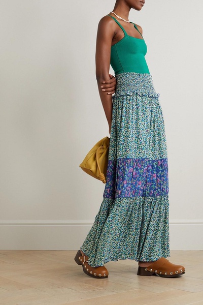 Romee tiered floral-print woven maxi skirt