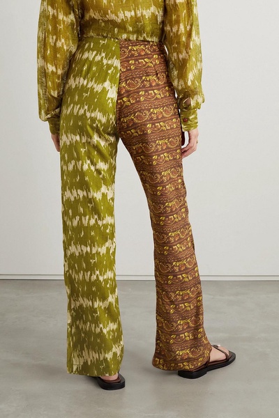 Jaguar printed silk straight-leg pants