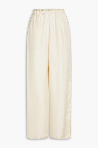 Silk-satin wide-leg pants