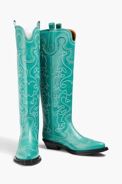 Embroidered leather cowboy boots