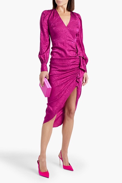 Weiss wrap-effect silk-blend jacquard midi dress