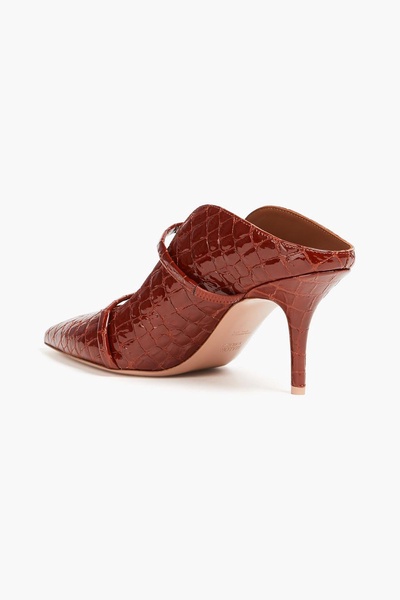 Maureen 70 croc-effect patent-leather mules