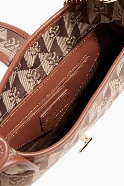 Leather-trimmed jacquard shoulder bag