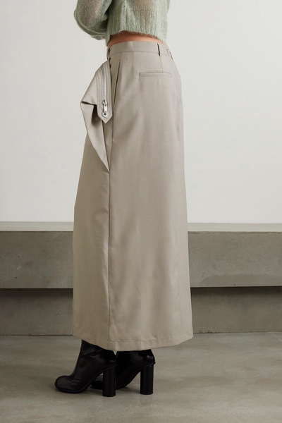 Draped wool maxi skirt