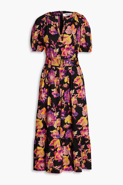 Lindy pleated floral-print midi dress