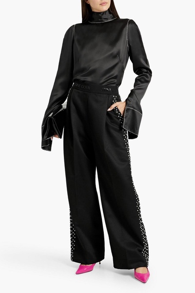 Ciara crystal-embellished twill wide-leg pants