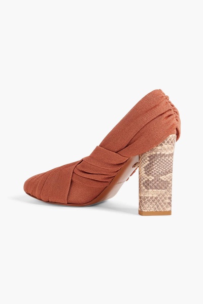 Ruched stretch-knit pumps