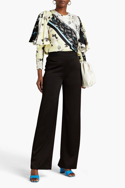 Averil ruffled floral-printed silk-twill blouse