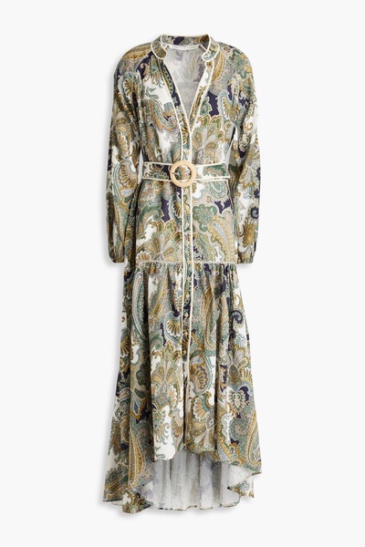 Kadar belted paisley-print linen maxi dress