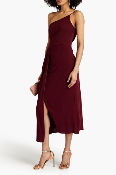 Camille one-shoulder draped jersey midi dress