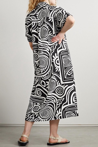 Abbie printed TENCEL™ Lyocell and linen-blend midi dress