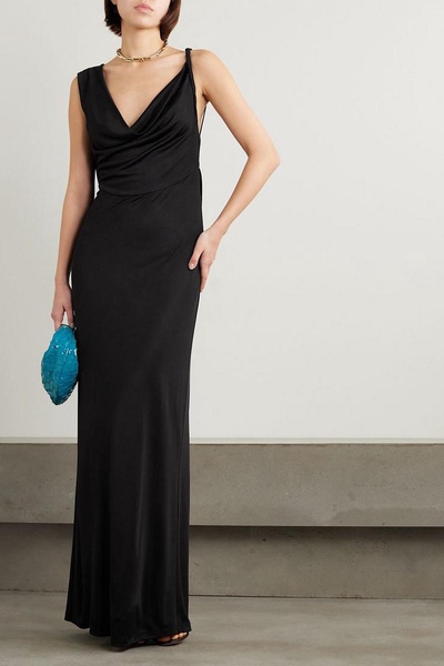 Twisted draped jersey gown