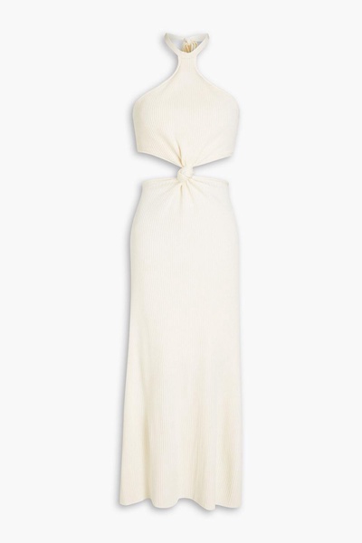 Cameron cutout ribbed-knit halterneck midi dress