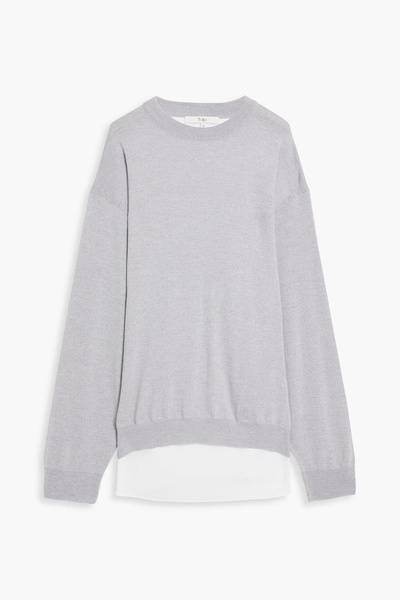 Cotton-poplin and wool sweater