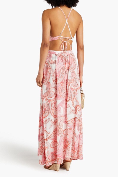 Arabella cutout printed voile maxi dress