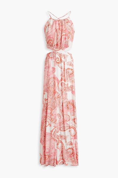 Arabella cutout printed voile maxi dress