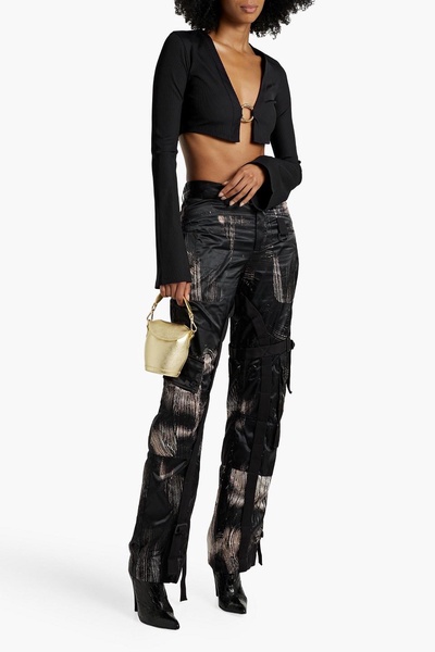 Printed satin cargo pants