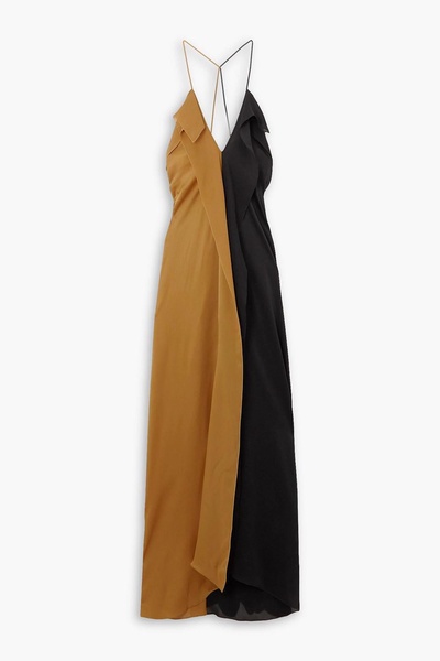 Casino draped two-tone silk-satin and chiffon maxi dress