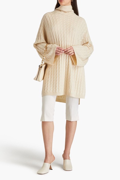 Oversized cable-knit wool and cashmere-blend turtleneck sweater