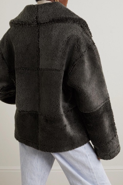 Oversized paneled shearling jacket