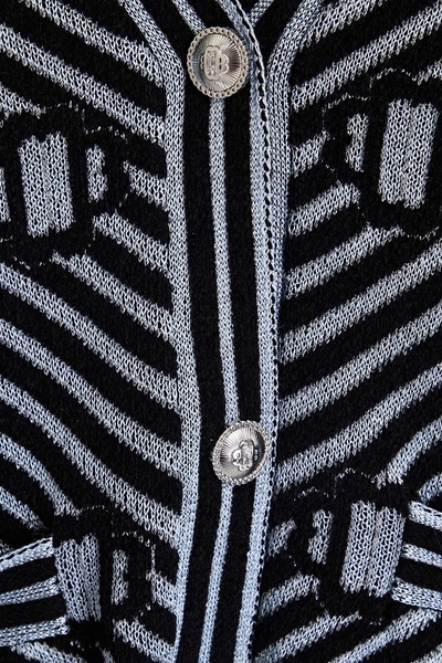 Metallic jacquard-knit cardigan