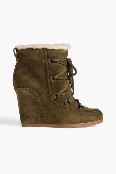 Elfred lace-up shearling wedge ankle boots