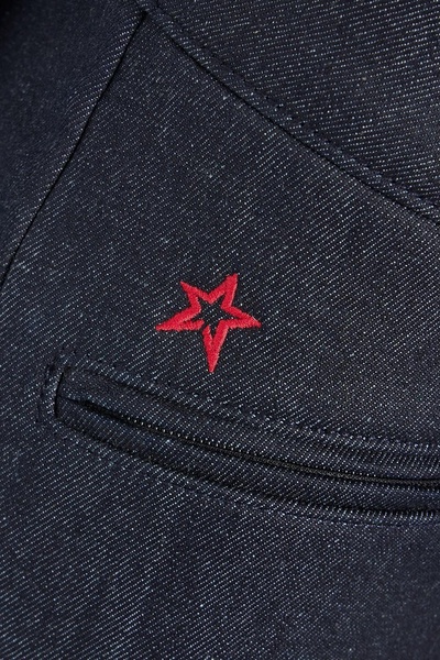 Embroidered denim bootcut ski pants