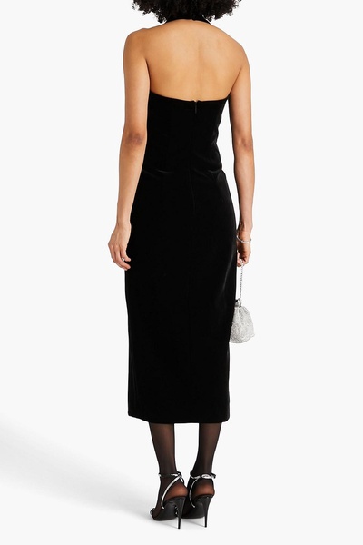 Nabine velvet halterneck midi dress