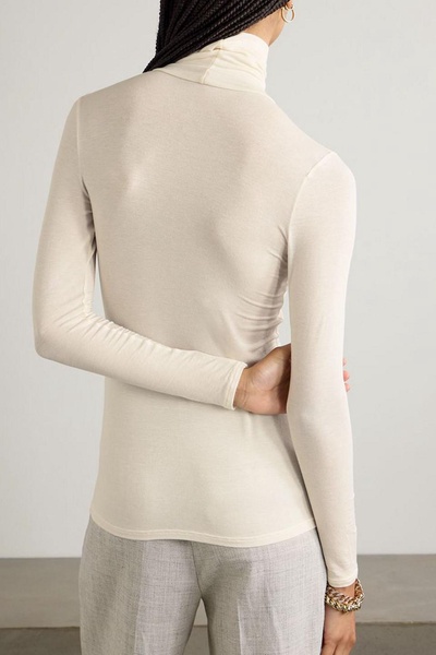 Stretch-modal and cashmere-blend turtleneck top