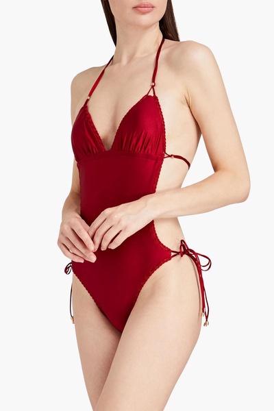 Cutout halterneck swimsuit