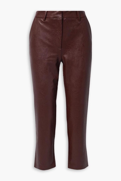 Cropped faux stretch-leather straight-leg pants