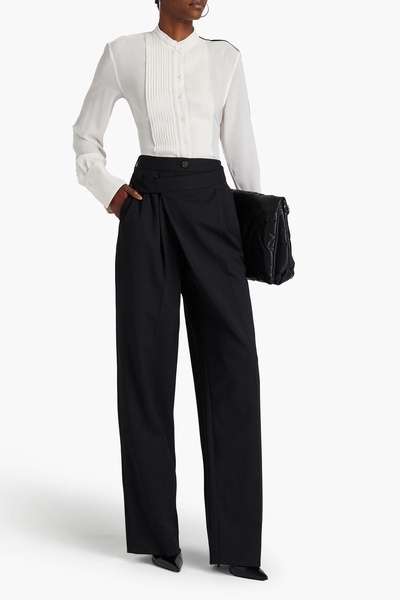 Pintucked silk crepe de chine shirt