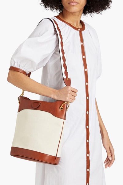 Leather and canvas bucket bag