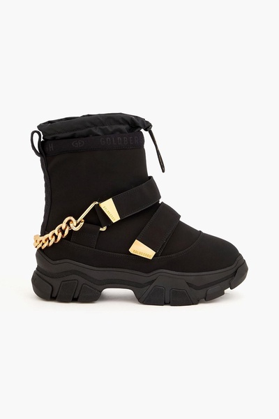 Chain-embellished neoprene snow boots