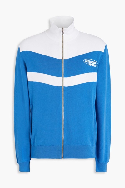 Embroidered cotton zip-up track jacket