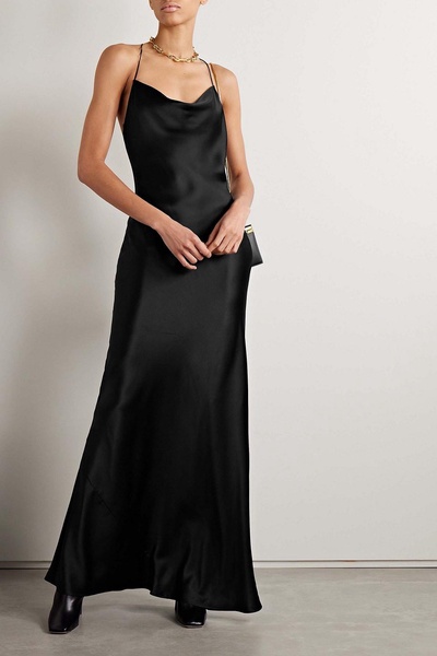 Marianne draped open-back silk-charmeuse gown